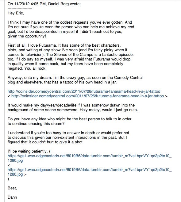 Email to writer on Futurama