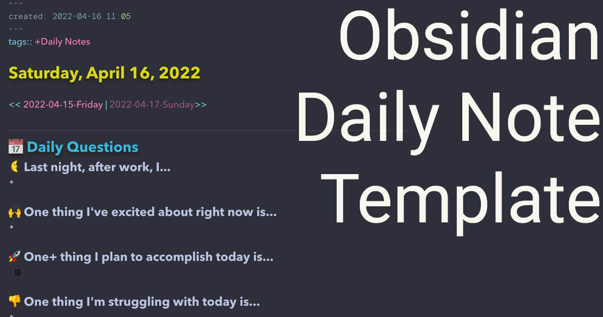 My Obsidian Daily Note Template Dann Berg blog, newsletter, shop