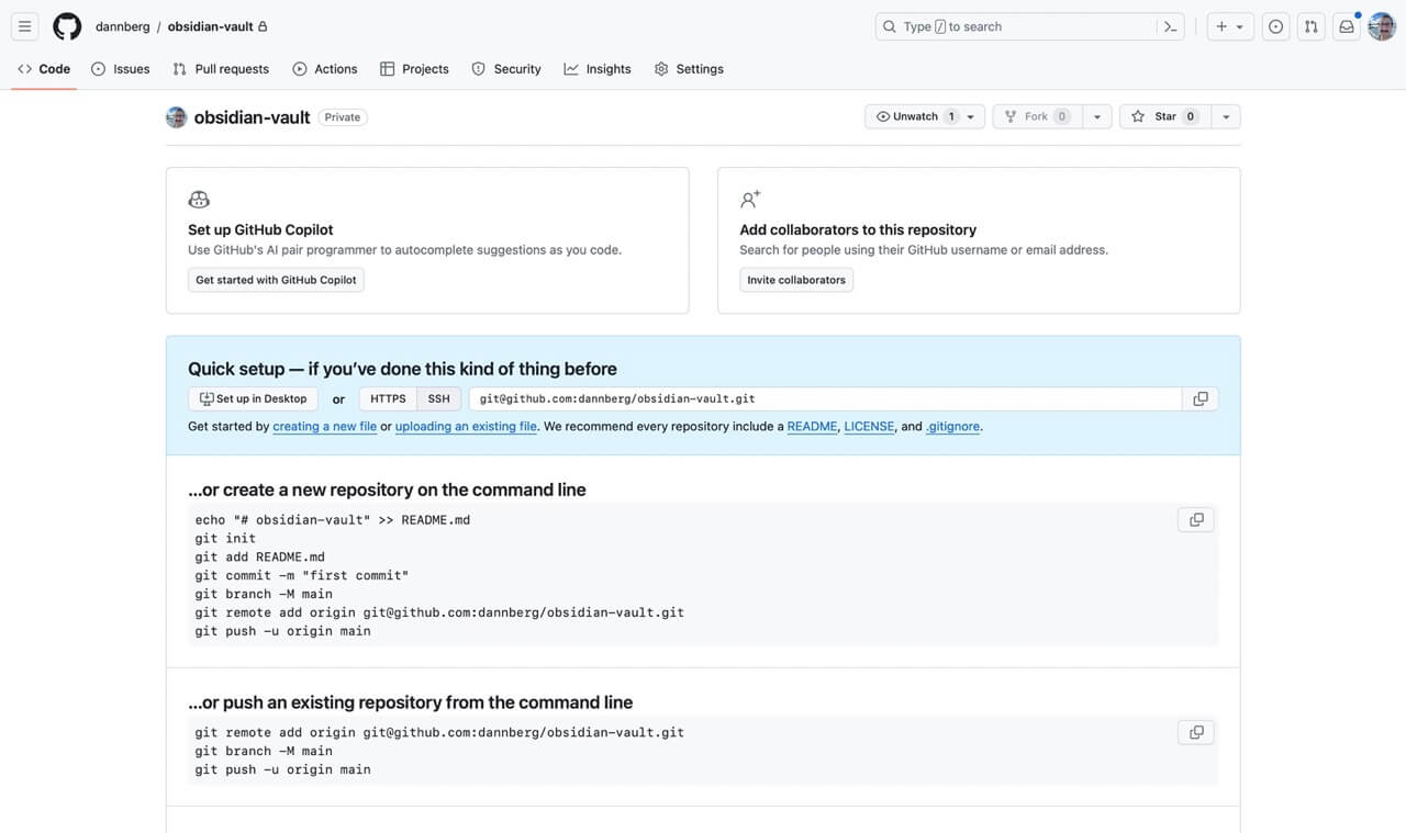 Showing what an empty Github repo looks like